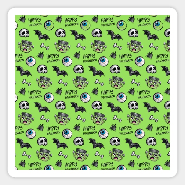 Light green Halloween pattern Magnet by Inspired-DS